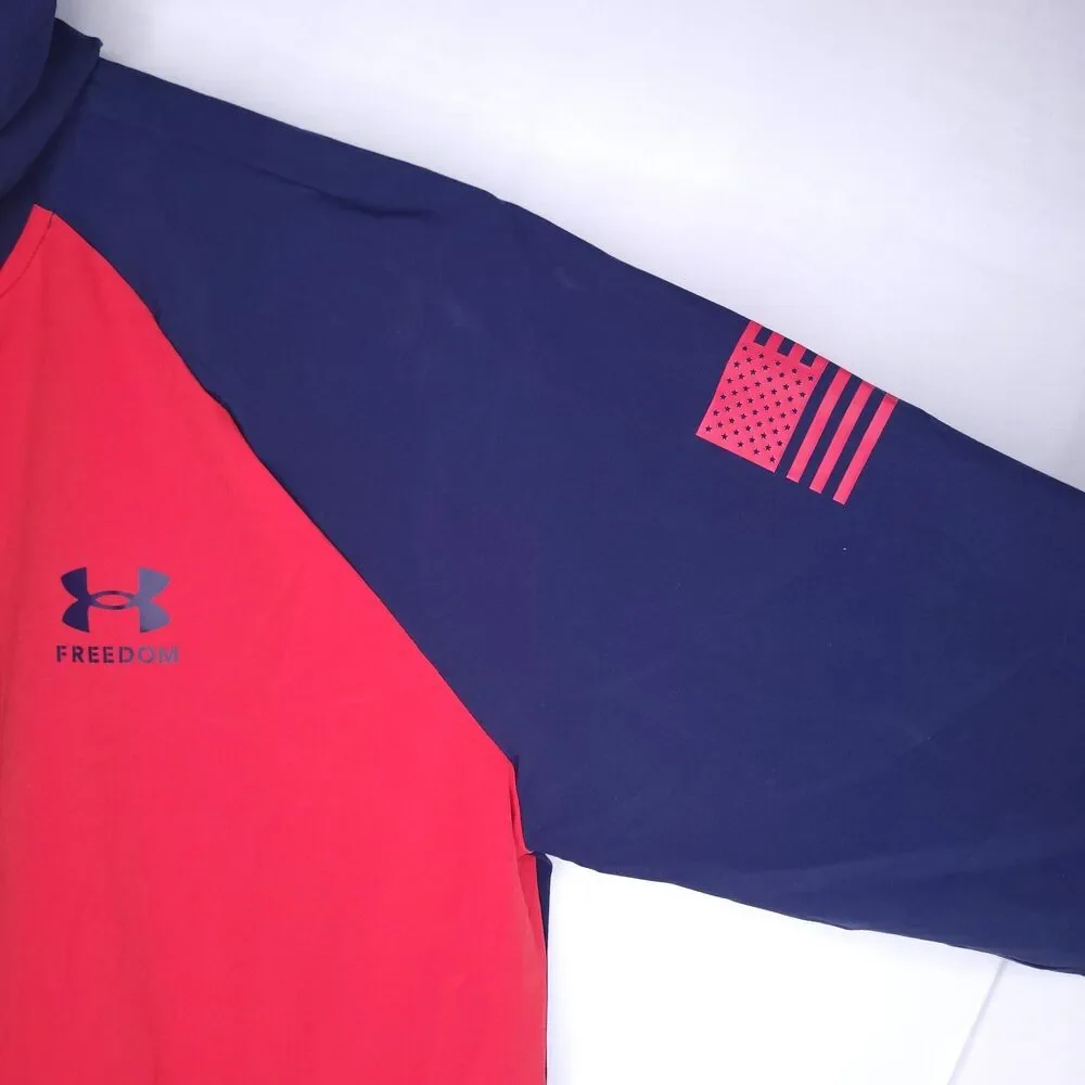 Under Armour Freedom Jacket Mens Medium Storm Red, White Blue Windbreaker Hooded